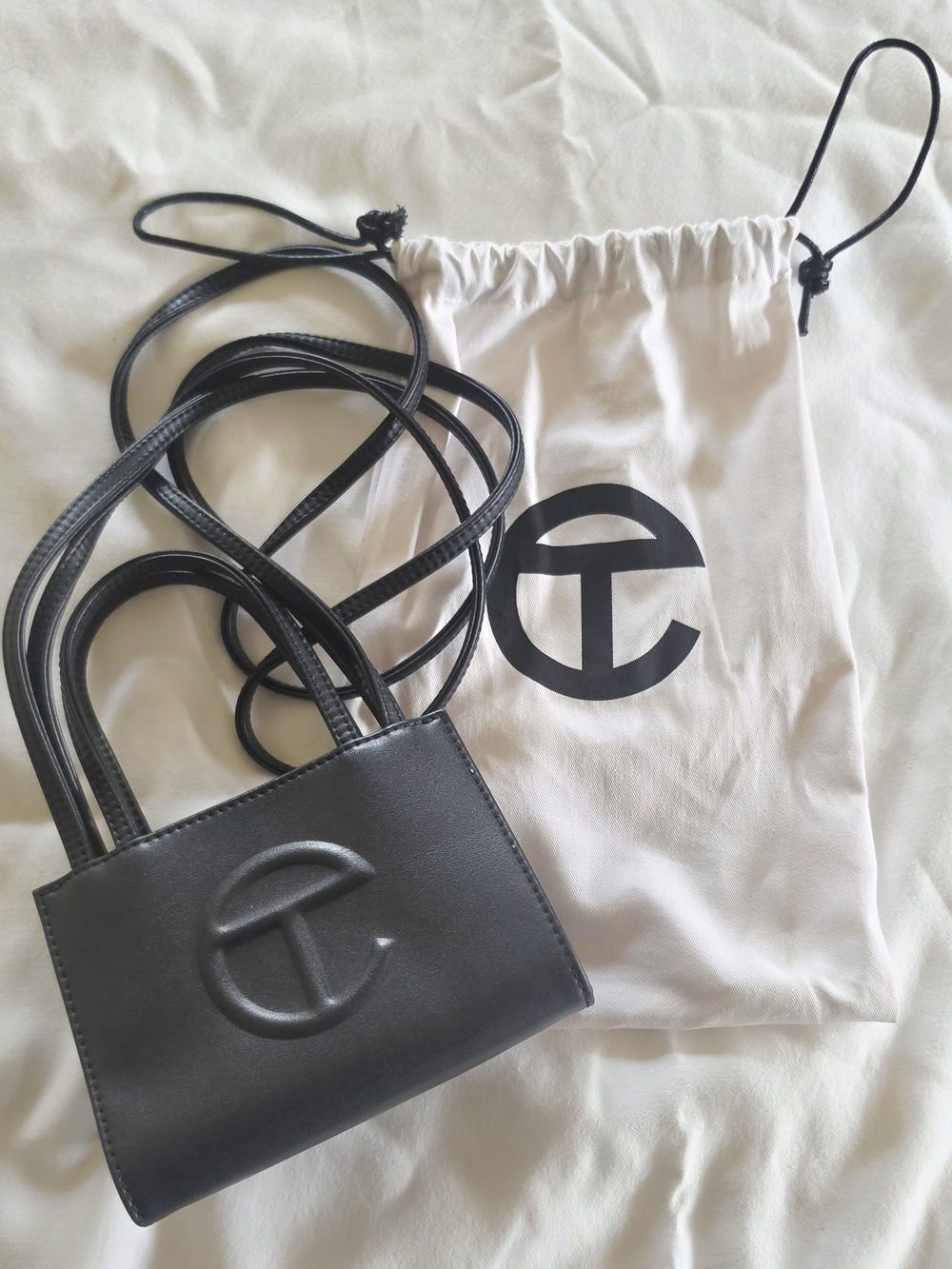 Telfar Black Small Shopping Bag - Mini Leather Shoulder Tote